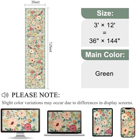 DUKINO 3x12 Washable Runner Rug, Long Hallway Runner Rug Non Slip, Green - Image 2