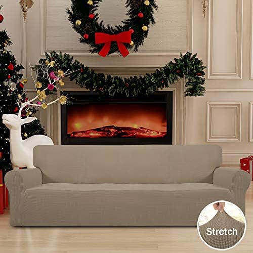 Easy-Going Stretch 4 Seater Oversized Sofa Couch Cover Natural - Image 2