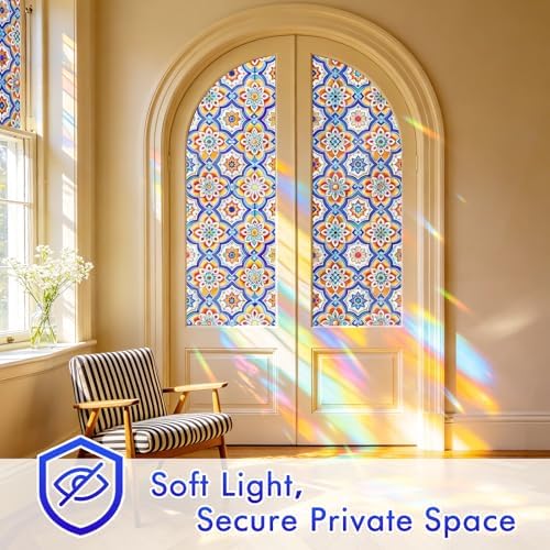 SOMWISE Rainbow Stained Glass Window Privacy Film,Heat Blocking Save Energy - Image 5