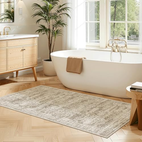 Soalmost 2x4 Washable Rugs for Kitchen, Entryway, Small Area Rug Brown - Image 4