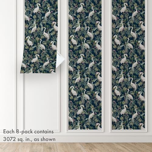 Peel and Stick Wallpaper Panels, Blue No Egrets, 8-Pack | 16 x 24 in panel size; Covers up to 21.33 sq ft; Vinyl peel & stick; No paste needed; Great for walls, shelves & cabinets. - Image 6