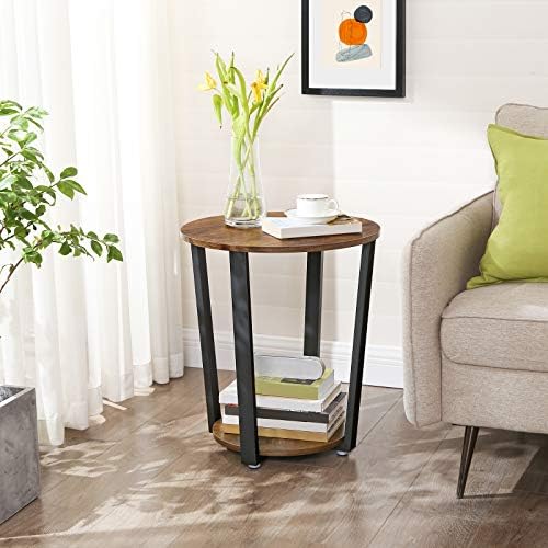 VASAGLE Round Side End Table, 2-Tier Accent Nightstand with Storage Shelf - Image 2