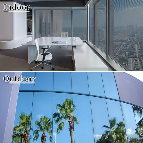 Niviy One Way Window Privacy Film with Installation Tools, Mirror Film Daytime Privacy Heat UV Blocking Glass Tinting for Office 23.6 x 118 Inches, Silver - Image 5