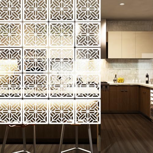 Lchen Hanging Room Divider Panel,White Hanging Wall Divider Room Partition 10 Pieces Wood-Plastic Panel Screen Home Office Decoration(SZ-S-10Panels) - Image 6