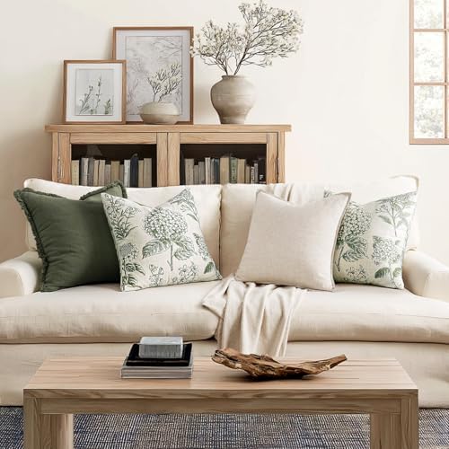 Set of 2 Decorative Floral Pillow Covers 22x22 Inch Dark Green - Image 4