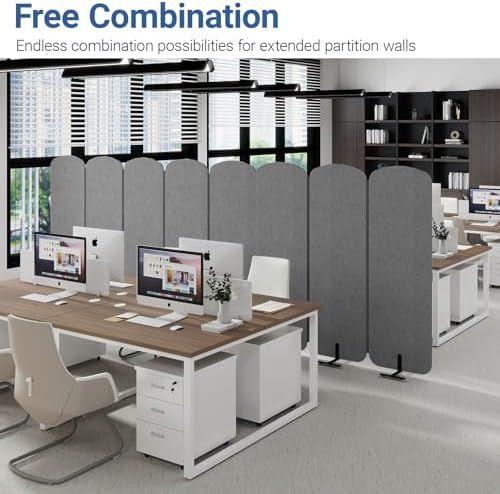 5-Panel Portable Room Divider, 123'' x 71'' Office Partition,Dark Grey - Image 6