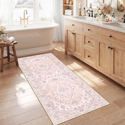 RELEANY Washable Area Rug, Runner 2'6"x5', Pink by RELEANY