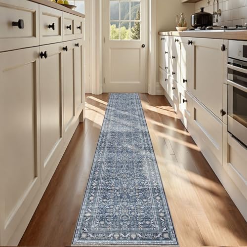 OPPODREAM Vintage Blue Area Rugs 2x12, Washable Rug for Living Room by OPPODREAM