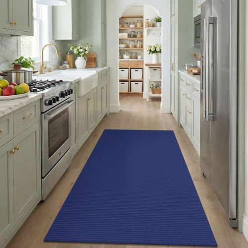KOZYFLY Washable 4x5 Entry Woven Area Rug, Braided Throw Rugs for Entryway, Non Slip Door Mat Indoor Entrance, Flatweave Carpet for Foyer, Bedroom, Dining, Office, Deep Navy Blue - Image 2