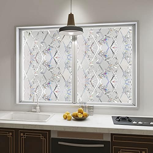 Window Privacy Film, 3D Stained Glass Film, Vinyl Decorative Window Decals, Static Cling Window Film Non-Adhesive Removable (23.6 x 78.7 inch) - Image 4