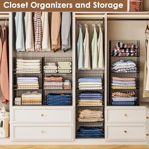 Yociyoga 4-Tier Stackable Closet Organizers and Storage Shelves, Foldable Closet Shelf Organizer, Black(Patent Protection)(Patent No. 30022416) - Image 5