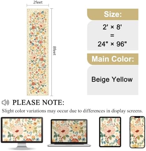 DUKINO 2x8 Kitchen Runner Rug, Washable Runner Rug Non Slip, Beige Yellow - Image 2