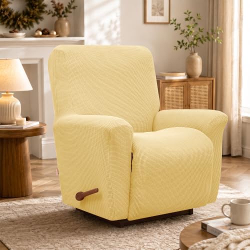 KEKUOU Recliner Chair Covers, 1-Piece Lazy Boy Recliner Covers, Champagne - Image 6