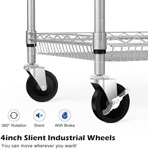 WDT Heavy Duty 2 Tier Rolling Cart, NSF Listed, 660Lbs Capacity, Commercial Grade Metal, 35.63"x18.1"x33.93" - Image 5