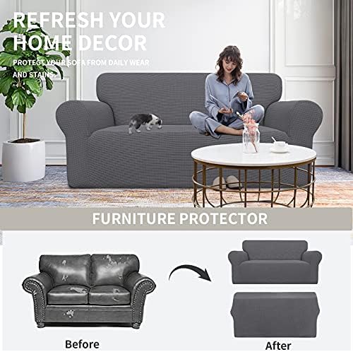 Easy-Going Stretch Oversized Loveseat Couch Covers Washable Grey - Image 4