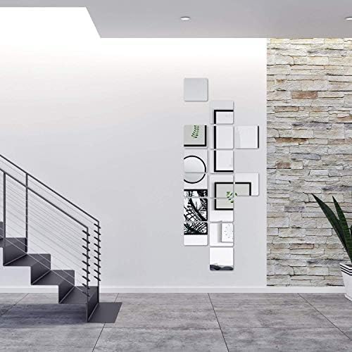 12PCS 3D Square Acrylic Mirror Wall Stickers - DIY Art Sheet Plastic Removable Tiles for Bathroom, Bedroom, Living Room, TV Background Decoration (Square) - Image 5