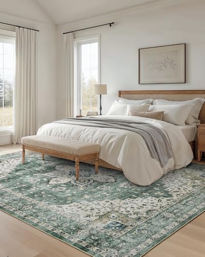 AMADA HOMEFURNISHING 5x7 Area Rugs, Washable Living Room Rug Low-Profile with Non-Slip Backing & Durable Edge Binding, Vintage 5x7 Rugs for Living Room, Bedroom, Dining Room - Image 3