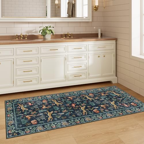 DUKINO 2x5 Rug for Hallway, Washable Animal Runner Rug Non Slip, Navy Blue - Image 6