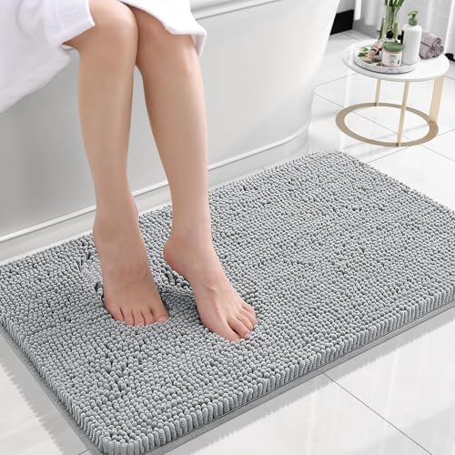 OLANLY Small Bathroom Rugs 24x16, Extra Soft Absorbent Chenille Bath Rugs by OLANLY