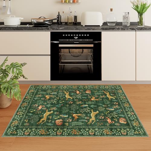 DUKINO 2x3 Entryway Rug, Washable Door Mat Animal Rug for Kitchen, Green - Image 6
