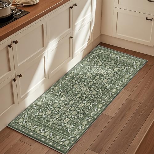 OPPODREAM Vintage Dark Green Area Rugs 2x8, Washable Rug for Living Room by OPPODREAM