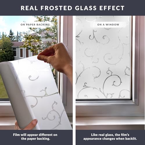 Etched Lace Window Privacy Film by Artscape - Decorative Privacy Frosted Glass Design, Static Cling, Day and Night Privacy, UV Protection, Easy to Apply and Removable, Made in USA - 24 x 36 Inch - Image 5