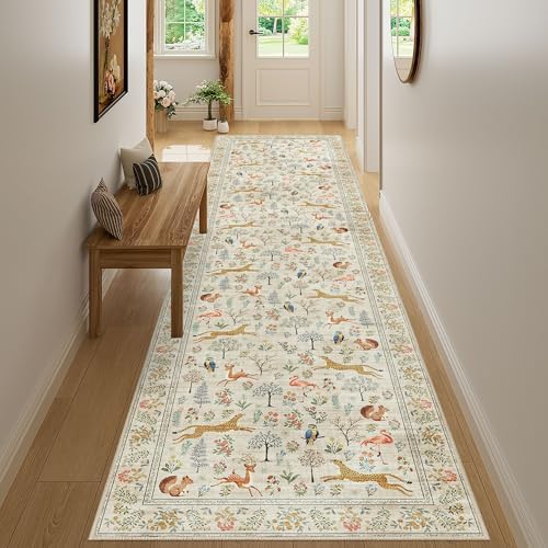 DUKINO 3x12 Runner Rug for Hallway, Washable Animal Rug for Kitchen, Beige - Image 6