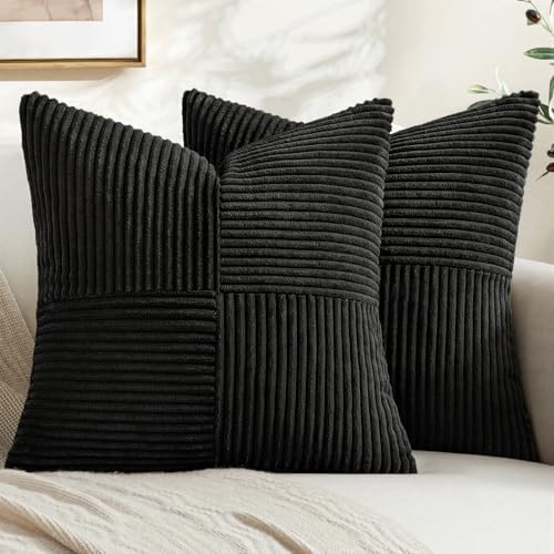 MIULEE Black Decorative Throw Pillow Covers for Couch 20x20 Inch by MIULEE