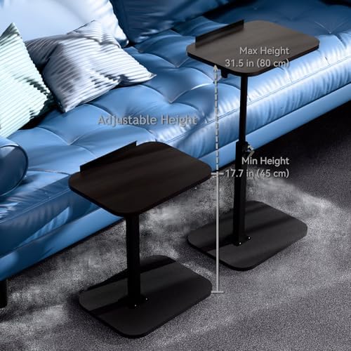 Foldable End Table,17"-31" Adjustable Height,Swivel and Turnable Desktop,TV Tray,Side Table for Small Spaces (Black, 15.7" x 11.8") - Image 3