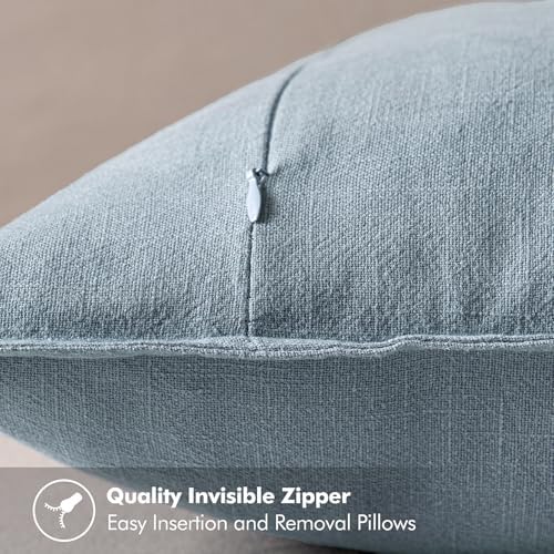 MIULEE Decorative Linen Pillow Covers 18x18 Inch Blue Grey - Image 3