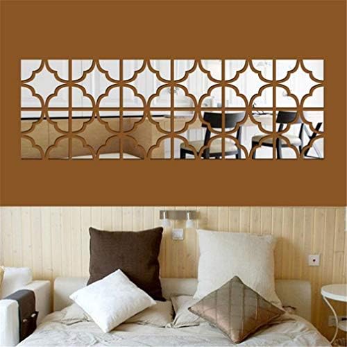 3D Mirror Wall Stickers, 4 Pcs Acrylic Square Geometric Pattern DIY Art Decals, Self Adhesive Mirror Plastic Wall Sheet Tiles Home Decoration for Living Room Bedroom Stair Wall Decor (Square- 8pcs) - Image 6