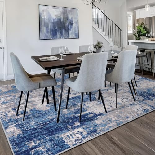 RELEANY Washable 5'x8' Abstract Area Rug for Living Room Blue Gray - Image 2