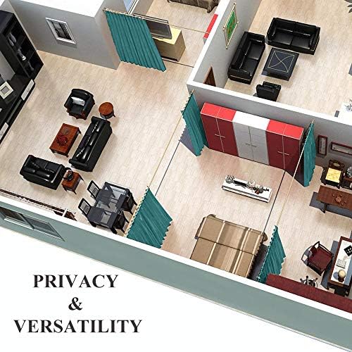NICETOWN Room Divider Curtain Screen Partitions, Blackout Curtain for Patio Sliding Glass Door, Premium Heavyweight Blackout Curtain Panel for Shelves (Sea Teal, 1 Panel, 10ft Wide x 8ft Long) - Image 6