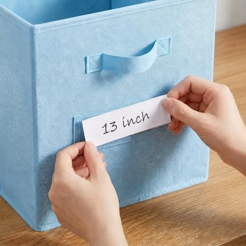 Storage Bins,13" Cube Storage Bin with Labels,10pcs,Pastel Blue - Image 4