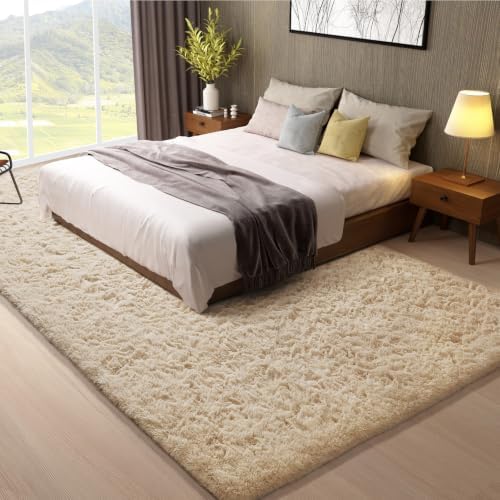 Ophanie 8x10 Beige Area Rugs for Living Room,Large Shag Bedroom Carpet,Big Indoor Thick Soft Shaggy Nursery Rug,Fluffy Carpets for Boy and Girls Room Dorm Decor Aesthetic with Over 99 pcs Pile fibers - Image 3