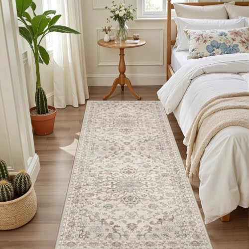 Hallway Runner Rug: 2.6x8 Kitchen Rugs for Living Room Brown Beige - Image 3