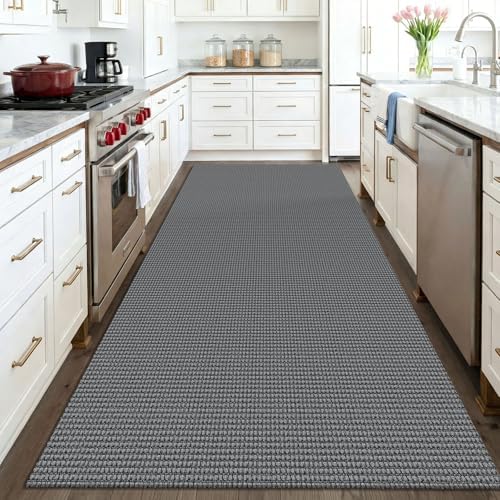 KOZYFLY Washable 4x6 Entry Woven Area Rug, Braided Throw Rugs for Entryway, Non Slip Door Mat Indoor Entrance, Front Porch Carpet for Foyer, Kitchen, Bedroom, Living Room, Grey/Dark Grey - Image 2
