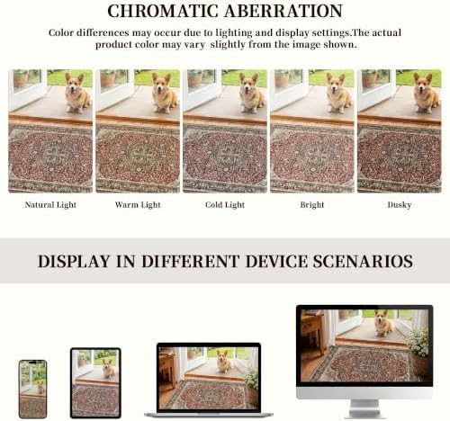 2x3 Washable Entryway Area Rug - Non-Slip Vintage Throw Rugs Red Brown - Image 6