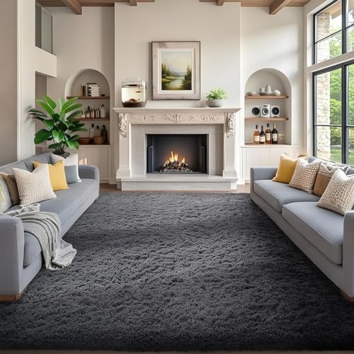 Ophanie 7x9 Area Rugs,Upgrade Non-Slip Fluffy Soft Rugs for Living Room,Large Shag Grey Fuzzy Plush Rug,Gray Shaggy Big Carpets for Bedroom,Kids Boys Girls Dorm Decor with Over 99 pcs Pile fibers by Ophanie