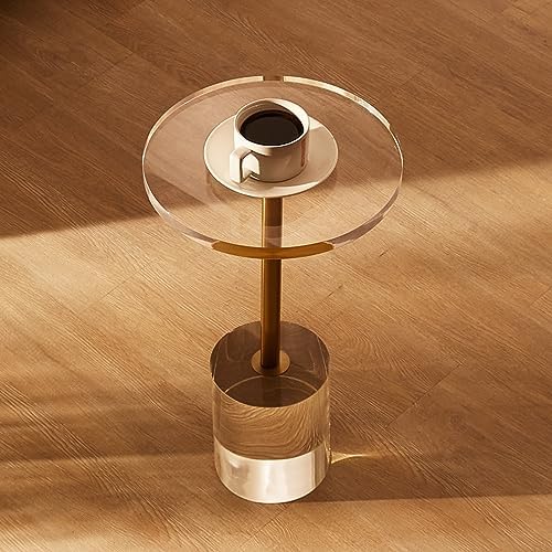 VEVOR Clear Acrylic Side Table, Modern End Table with Solid Base, φ12 inch Round Tabletop, 21 inch High, 20mm Thick, for Coffee, Drink, Food, Snack Used in Living Room, Bedroom, Office, Easy Assembly - Image 2