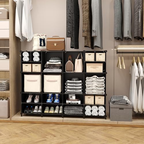 AWTATOS Cube Storage Closet Organizer Storage 12 Cube Shelves, Black - Image 4