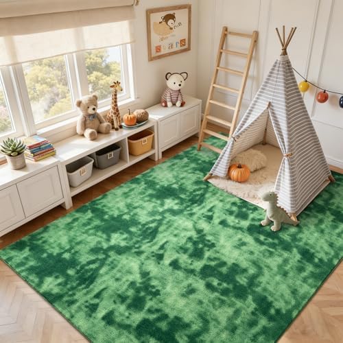 7x10 Large Tie-dye Green Area Rug Non-Slip Washable for Living Room Bedroom - Image 5