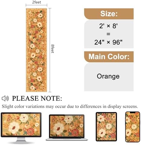 DUKINO 2x8 Runner Rug, Washable Runner Rug for Kitchen Non Slip, Orange - Image 2