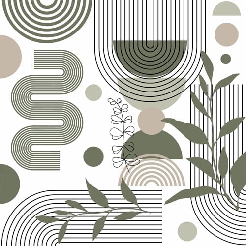 Boho Arch Wall Stickers Black Line Wall Decals Green Leaf Sticker Large Geometric Decal Aesthetics Room Mural Decor Modern Abstract Sticker for Living Room Bedroom Decor - Image 5
