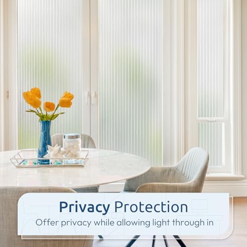 rabbitgoo Reeded Glass Window Privacy Film, Non Adhesive, 17.5" x 157.4" - Image 3