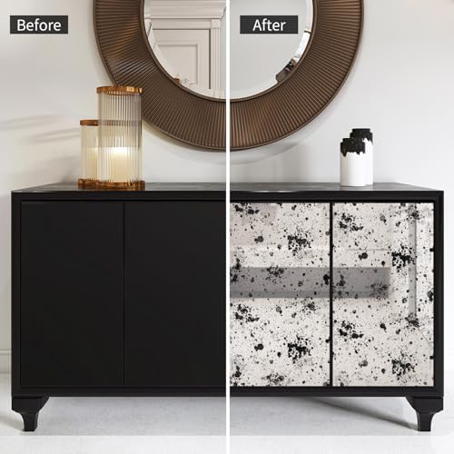 LiveInUrban Vintage Foxed Paint Silver Spots Antique Chrome Reflective Style Wallpaper, Grunge Peel and Stick Contact Paper for Wall Furniture Vanity Dresser Home Decor, 15.35"x39.37" - Image 3