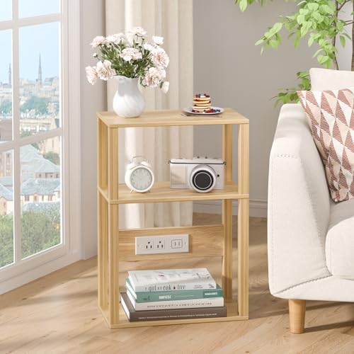 YUFAM 3-Tier Narrow Bedside Table Set 2 for Small Spaces, Skinny Nightstand - Image 7