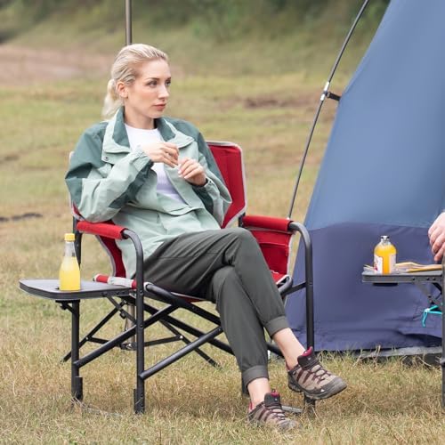 TIMBER RIDGE Aluminum Oversized Camping Chair, Lightweight Portable Directors Chair with Side Table Detachable Side Pocket for Outdoor Camping, Lawn, Picnic, Support 400lbs Red 2 Pack - Image 2