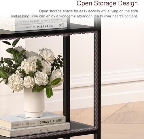 Narrow Side Table for Small Space, 3 Tier Slim End Table, Thin Nightstand, Skinny Snack Couch Table, Sofa Bedside Table in Living Room, Bedroom, Study, Kitchen and Balcony (Black) - Image 6