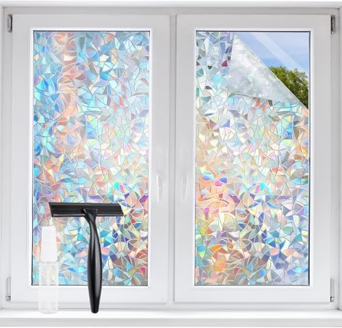 STATINT Rainbow Stained Glass Window Privacy Film, 23.6in x 6.5ft by STATINTWINDOWFILMS